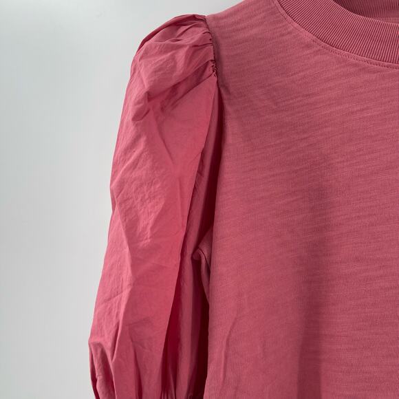 NATION LTD Top Size Small Daniella Combo Party Tee Puff Sleeve Cotton Geranium - Picture 8 of 15